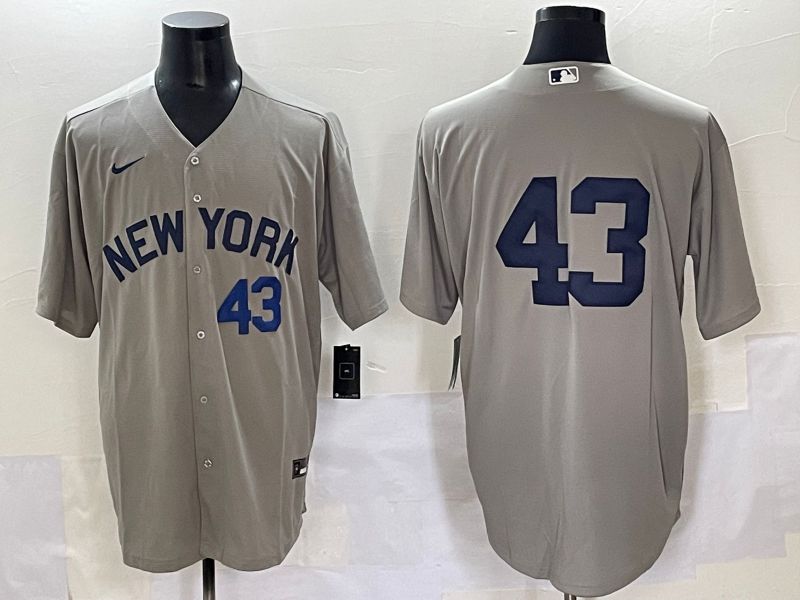 Men 2025 New York Yankees #43 No Name Grey Game Nike MLB Jersey style 42->new york yankees->MLB Jersey